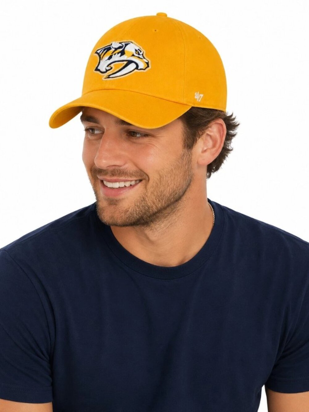 Nashville Predators Hat Yellow Gold Clean Up 47 Brand Strapback Adjustable OSFA